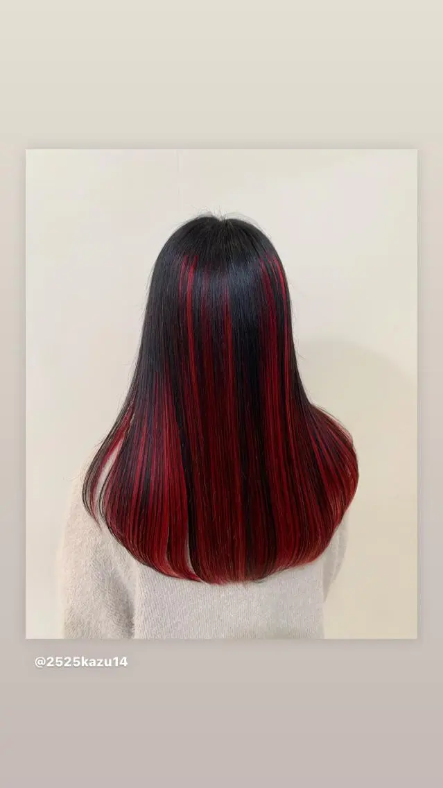 ロング カラー ブリーチ レッドカラー KAZU 🍎ᩚのヘアスタイル