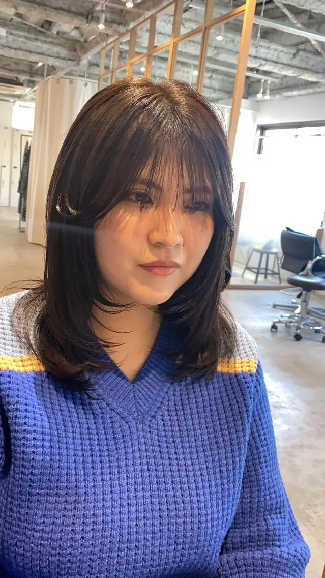 セミロング カラー レイヤーカット ♡レイヤーカット れお♡のヘアスタイル