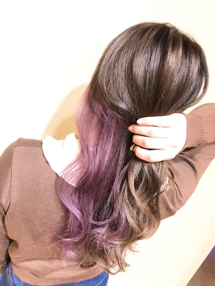 ロング カラー ブリーチ ピンクカラー ピンクパープル パープルカラー ヘアカラー トリートメント ハイトーン/ブリーチ ルミエール/新栄/栄のヘアスタイル