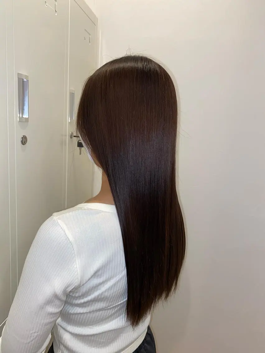 ロング ハイライト 髪質改善 縮毛矯正 トリートメント 酸熱トリートメント ヘアカラー トリートメント 酸性ストレート/ブリ ーチなしWカラー河本のヘアスタイル