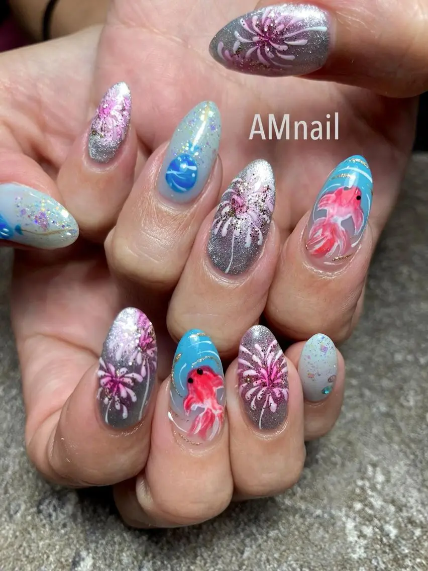 ネイル アートネイル 持ち込み ハンドネイル Am:nail 柏 SUE（スゥ）のネイルデザイン