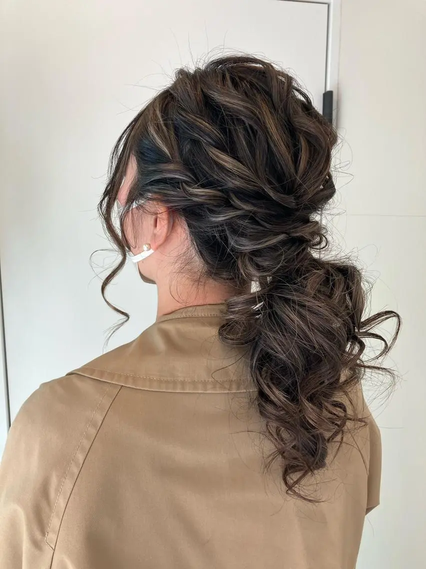 ヘアアレンジ ポニーテール 結婚式・ブライダル Hair&Make Nahoのマツエク・マツパデザイン