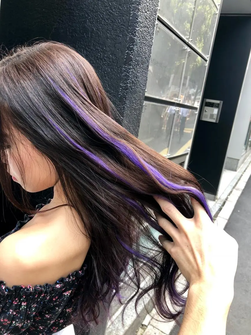 ロング カラー シールエクステ ラベンダーカラー ラベンダーピンク ピンクカラー エクステ 100%髪質改善特化 TRUNSのヘアスタイル