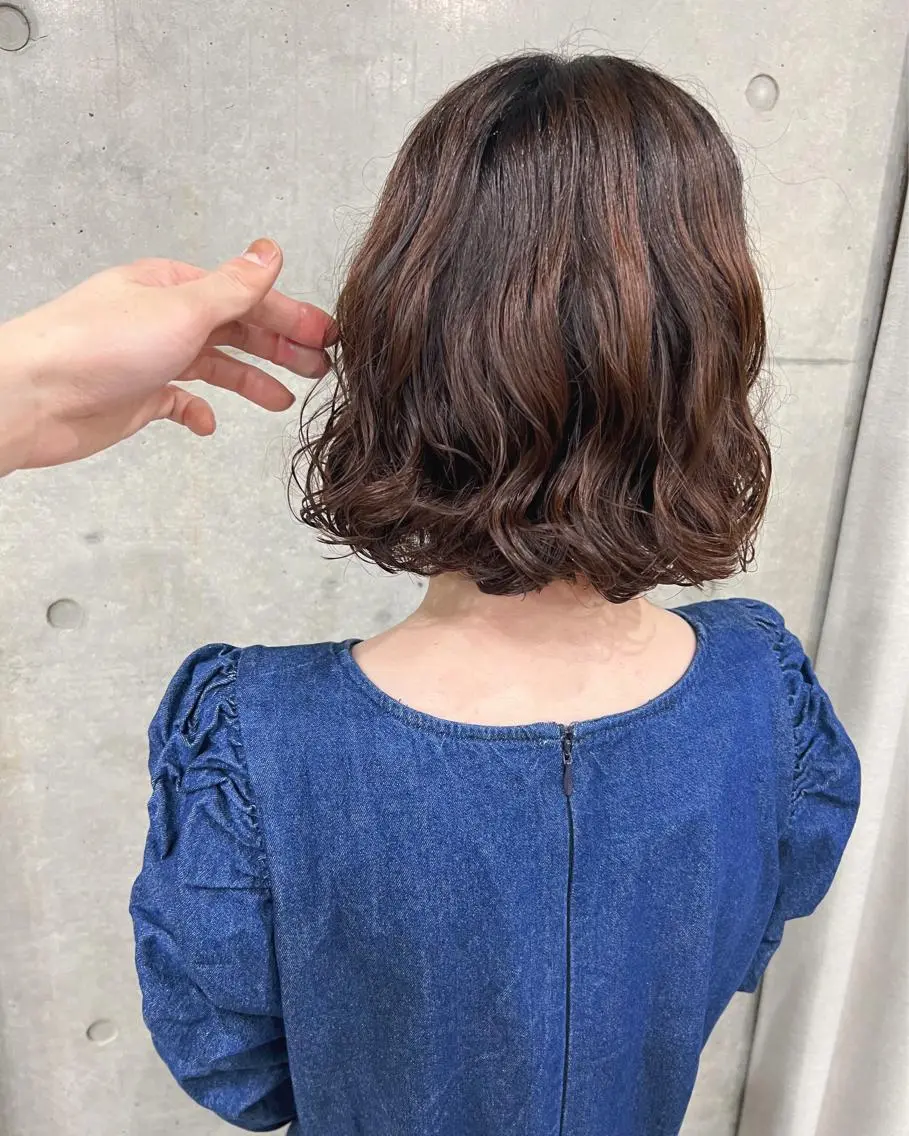 ショート パーマ カット パーマ トリートメント ボブパーマコテ巻き風 パーマNo1深江秀平のヘアスタイル