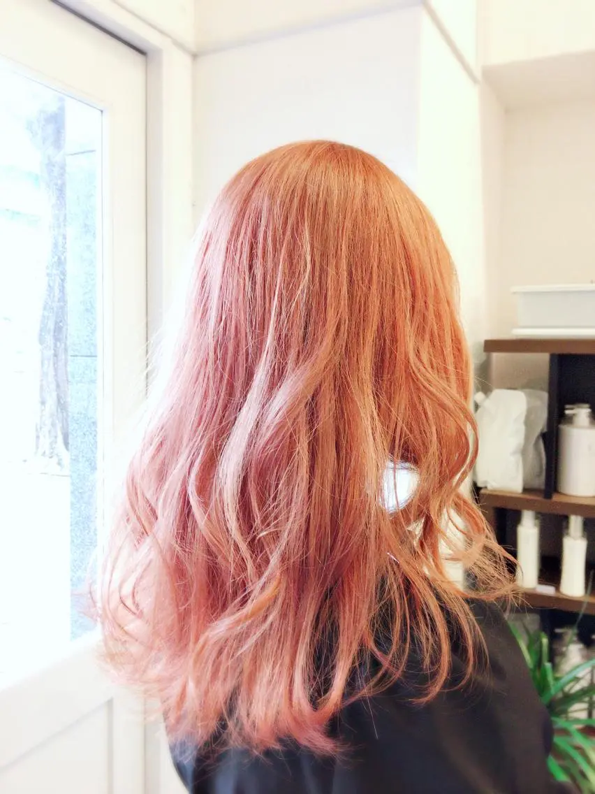 ロング カラー ブリーチ オレンジ ケアブリーチ&シール エクステの店和田翔莉のヘアスタイル