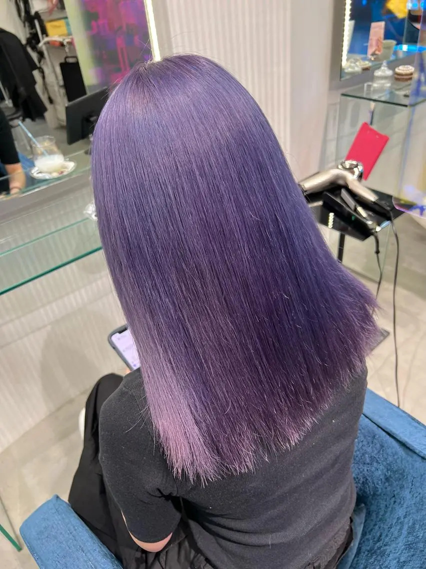 セミロング カラー 透明感カラー ラベンダーカラー ヘアカラー 安井まゆ _Box mico.のヘアスタイル