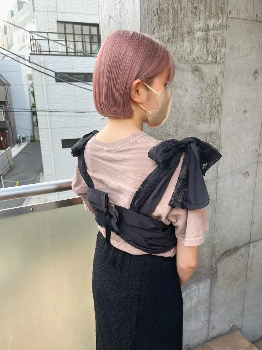 ショート カラー ベージュカラー ピンクカラー ピンクベージュ ボブ ヘアカラー トリートメント ミルクティーベージュ ブリーチ 店長 清水のヘアスタイル