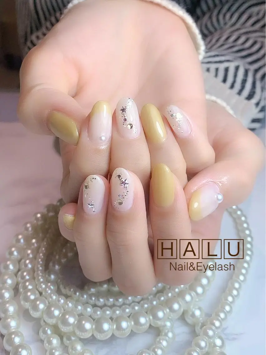 ネイル 春ネイル 黄色 HALU ハルのネイルデザイン