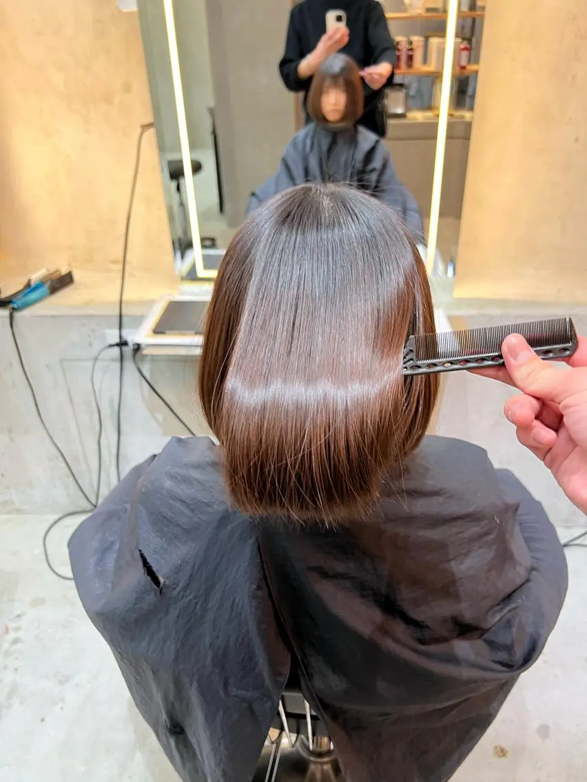 カット 縮毛矯正 トリートメント ヘアセット 縮毛矯正×艶髪カラー 髪質改善/三ツ木のヘアスタイル