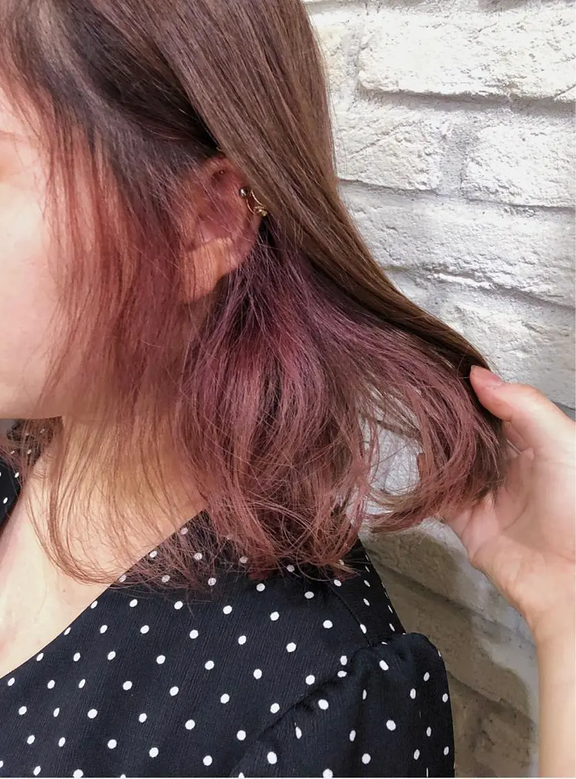 ミディアム カラー ピンクカラー HAUS 片山みほのヘアスタイル