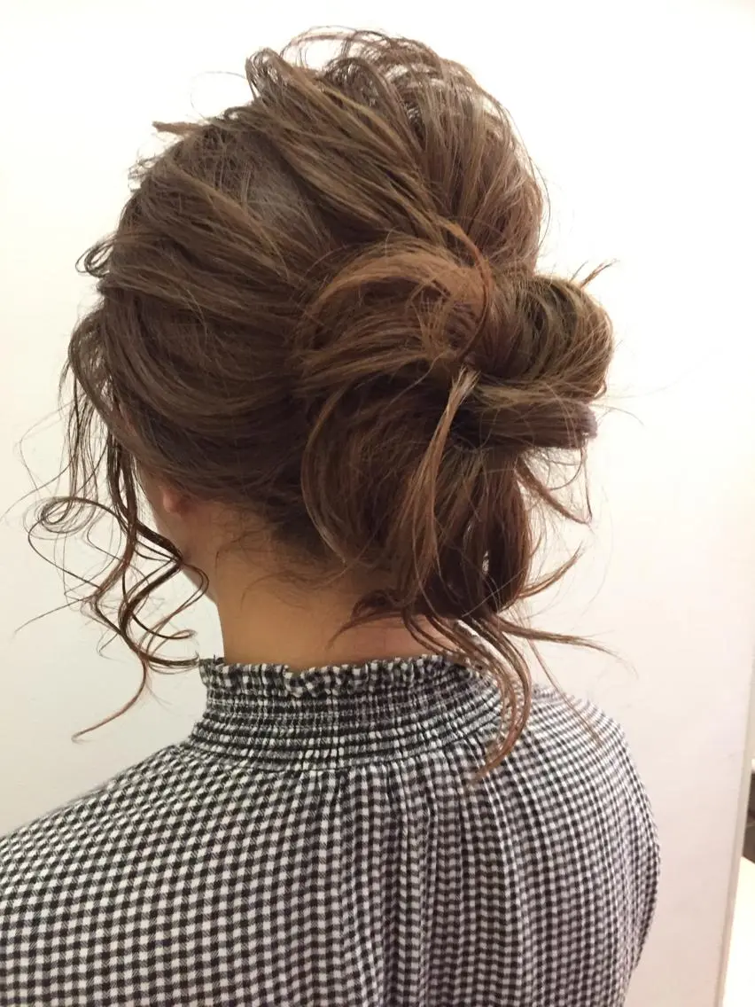 ミディアム お団子ヘア ヘアセット ✂️小顔カット✂️ 山本有紀のヘアスタイル