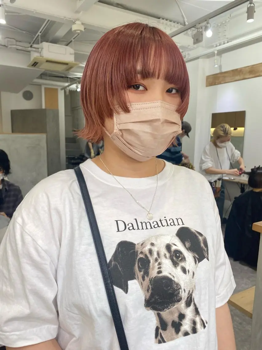 ショート カラー ピンクカラー カット ヘアカラー トリートメント 森貴裕/ニュアンス パーマ/オリーブのヘアスタイル
