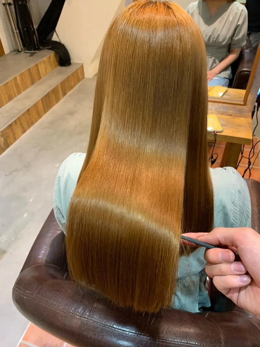 ロング カラー ブリーチ 髪質改善 トリートメント 酸性ストレート 🌟髪質改善/透明感 🌟代表RYOのヘアスタイル