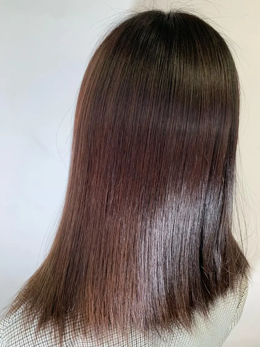セミロング ピンクブラウン カット ヘアカラー トリートメント ヘッドスパ ヘアセット 🪞透明感カラー🫧 縮毛矯正🥇かずきのヘアスタイル