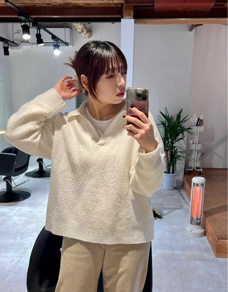 ミディアム 顔周りカット io濱川 遥のヘアスタイル