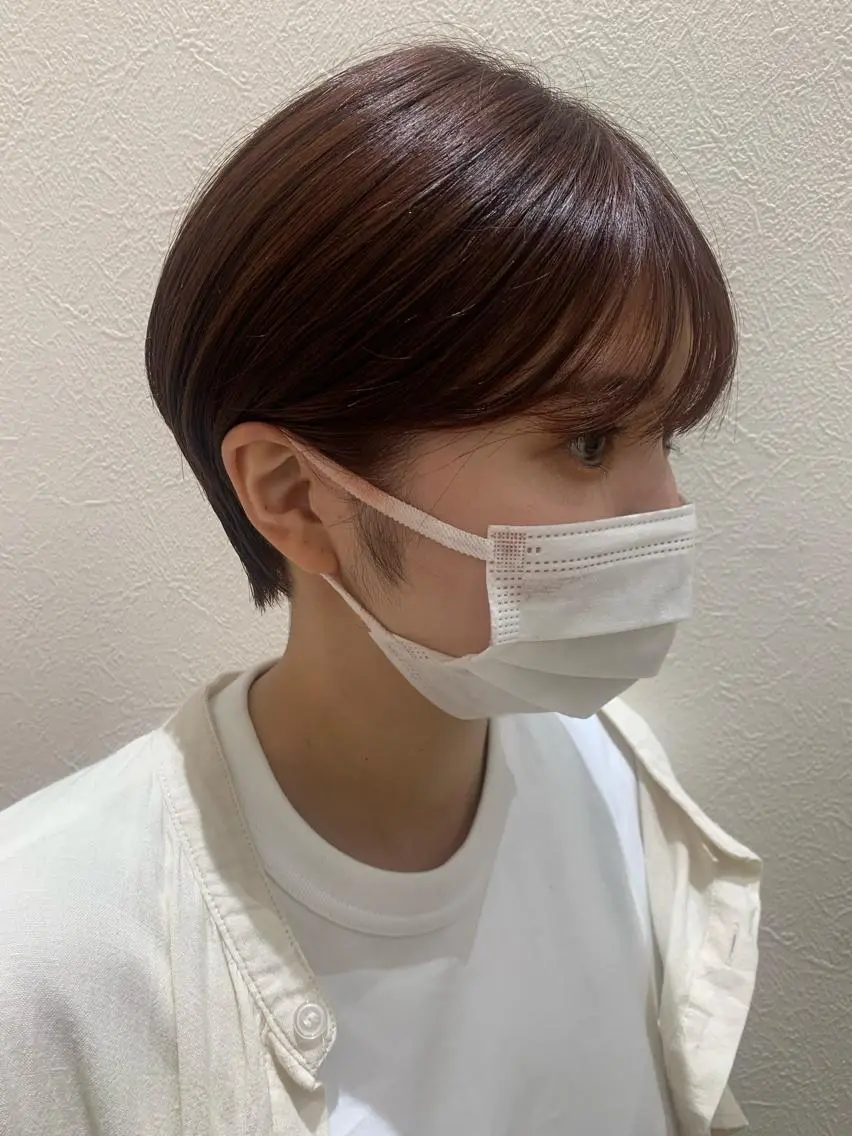 ショート カラー ブラウンカラー ピンクカラー ピンクブラウン ショートヘア hubhair レイヤー/透明感のヘアスタイル