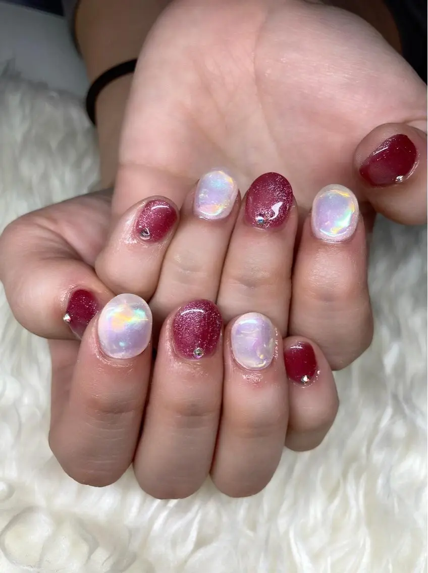 ネイル ジェルネイル 氷ネイル・うるうるネイル パラジェル スカルプネイル 冬ネイル Nail&eye Belire 新宿のネイルデザイン
