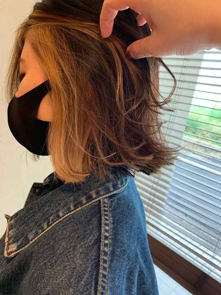 ミディアム カラー ハイライトカラー ハイライト 鎌田 愛のヘアスタイル