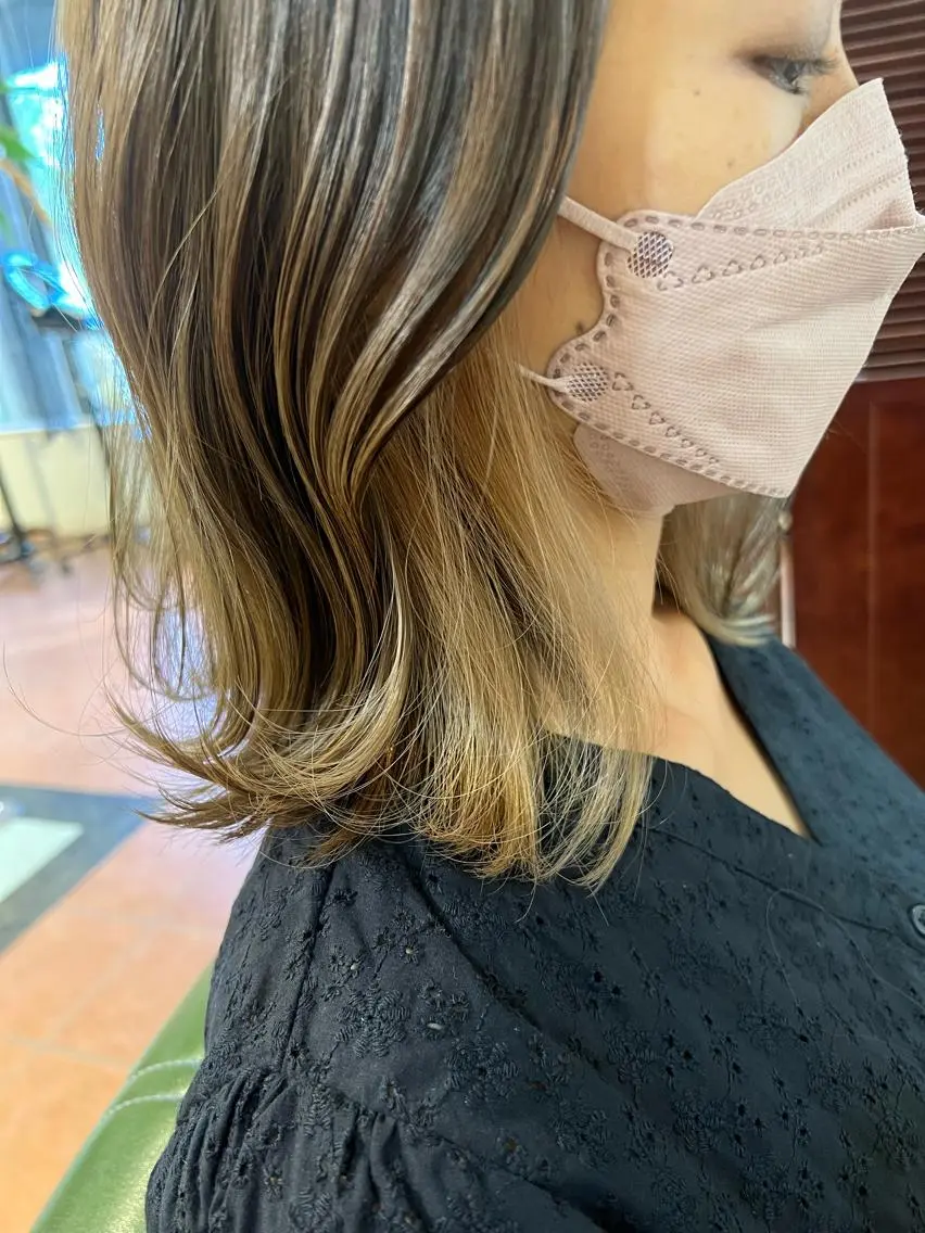 ミディアム カラー ヘアカラー トリートメント 石井 佑樹のヘアスタイル