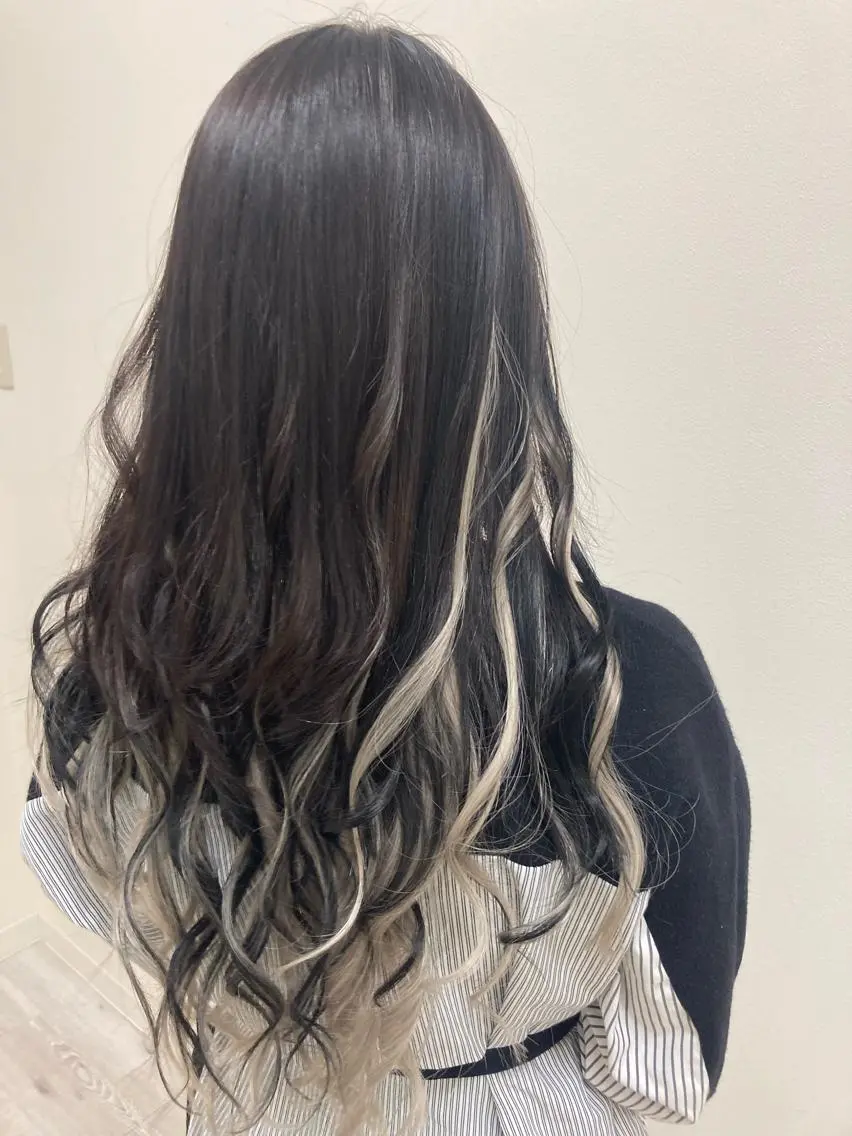 セミロング シールエクステ エクステ ハイライト colorshair 田宮店/大岡亮介のヘアスタイル