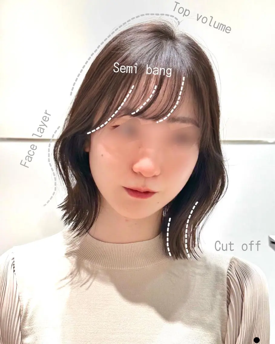 ミディアム カラー パーマ ヘアアレンジ 切りっぱなしボブ アディクシーカラー ブリーチ 透明感カラー イルミナカラー 小野寺瑞希 /最小顔カットのヘアスタイル