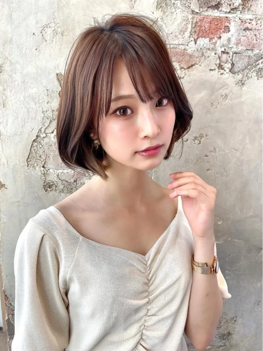 ショート カラー パーマ ヘアアレンジ ボブ 🌈小顔似合わせ SHIHO🌈のヘアスタイル