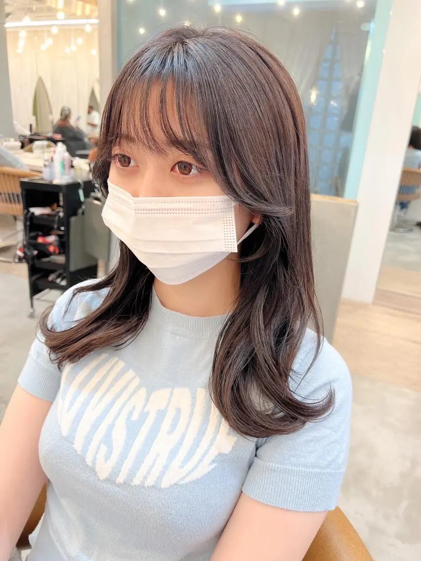 ミディアム カット ヘアカラー トリートメント 🌷レイヤー縮毛/ 艶カラー/ami🌷のヘアスタイル