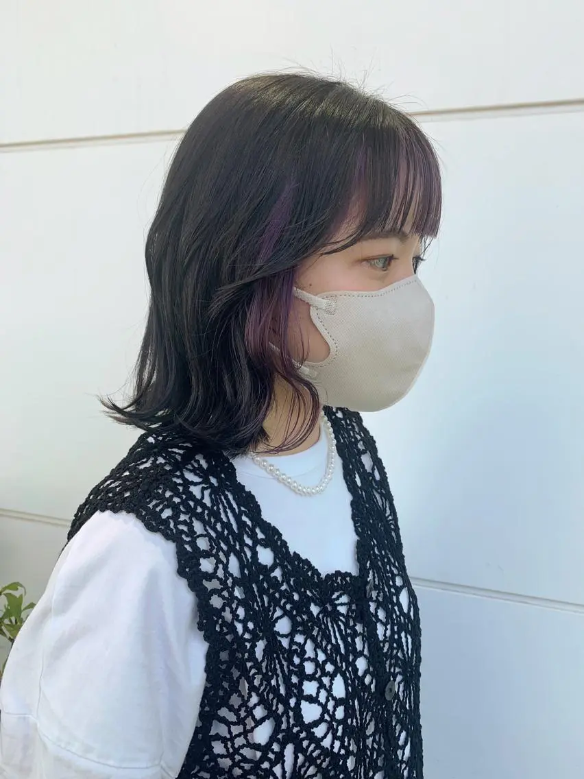 ミディアム カラー ベージュカラー ブロンド グレージュ ラベンダーカラー バイオレットカラー ヘアカラー トリートメント カトウ ユウカのヘアスタイル