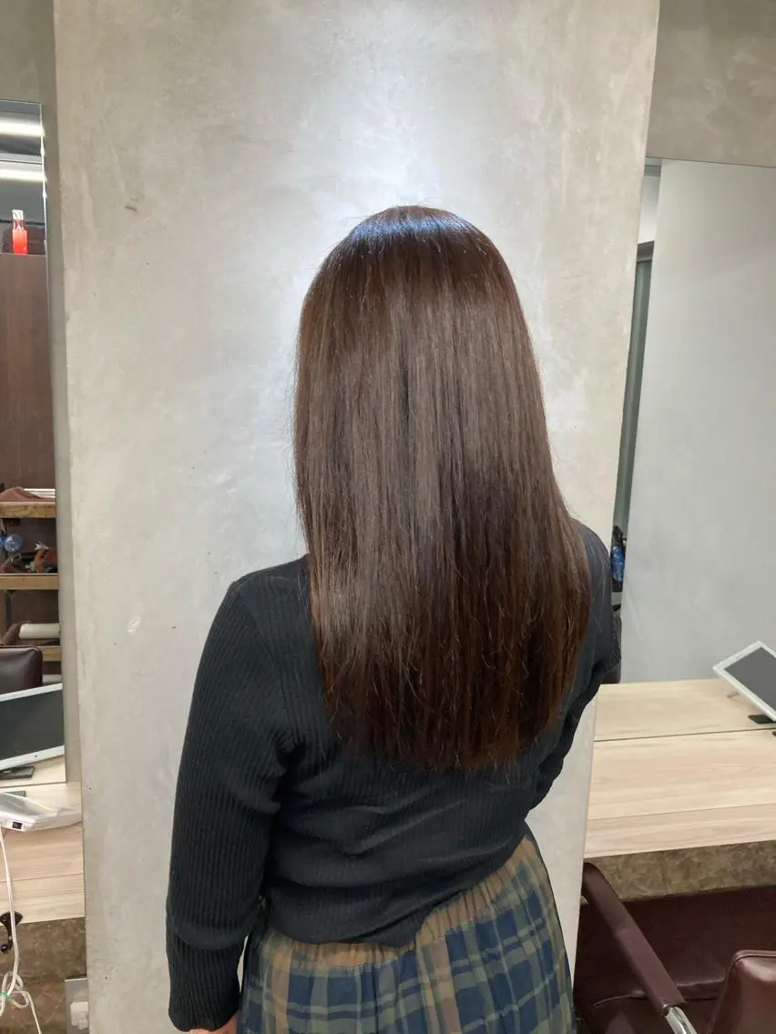 ロング カラー グレージュ ヘアカラー トリートメント ブリーチ&似合せボブ 田中寛十のヘアスタイル