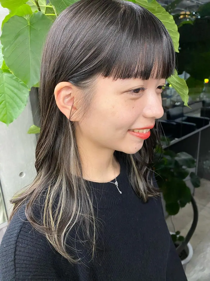 セミロング カラー ハイライトカラー ハイライト 似合わせカット レイヤー/ボブのヘアスタイル