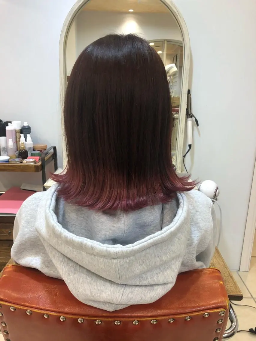 ミディアム カラー ピンクカラー \脱・うねり& 広がり/gite菊のヘアスタイル