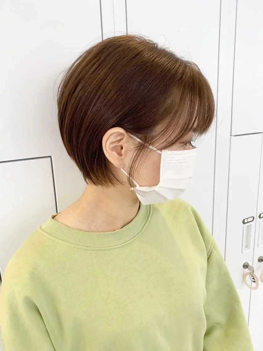 ショート 丸みショート ショートヘア レイヤー×縮毛矯正 深見 拓のヘアスタイル