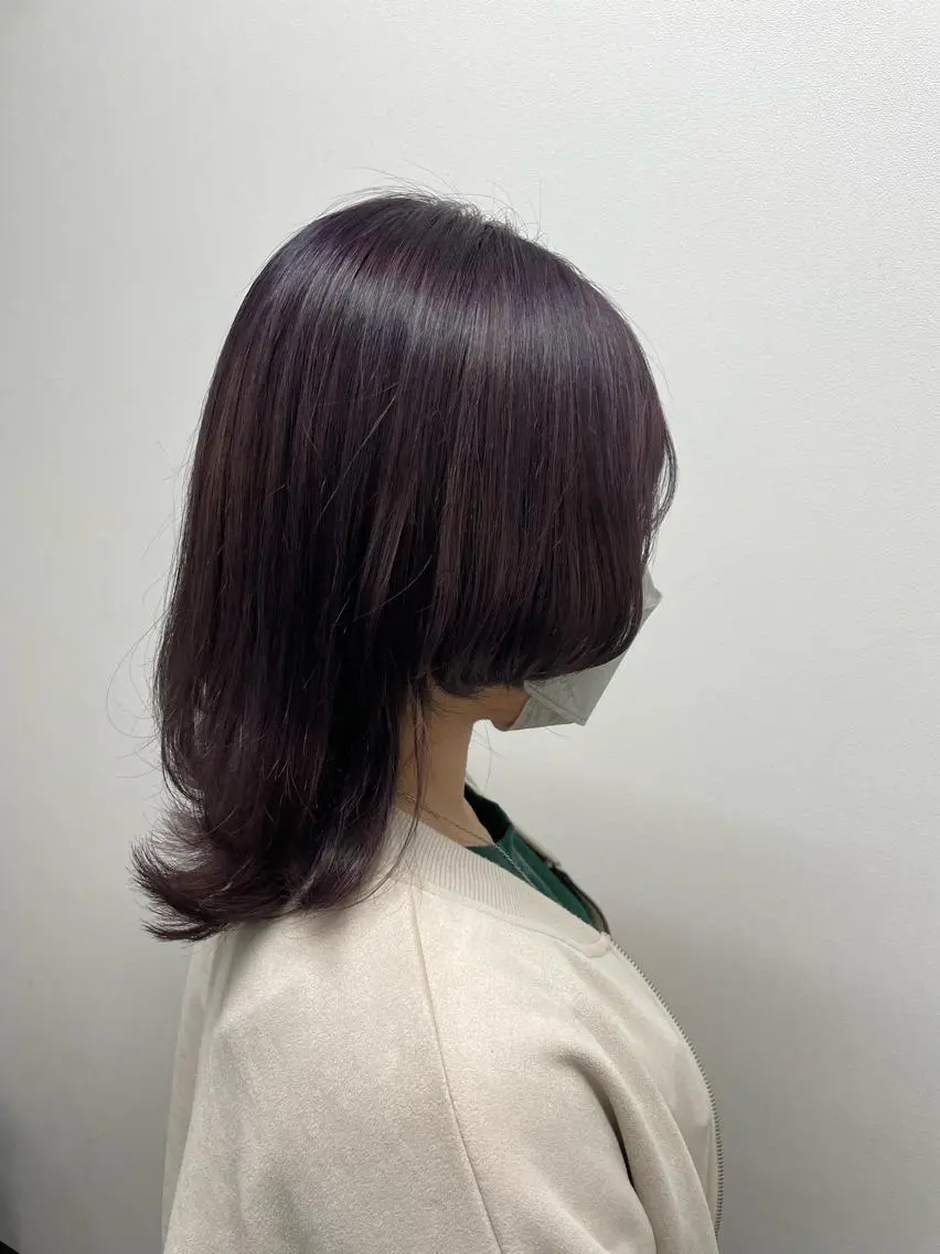 ミディアム カラー ラベンダーカラー ピンクカラー ピンクラベンダー ボブパーマ🧸 /YUNAのヘアスタイル