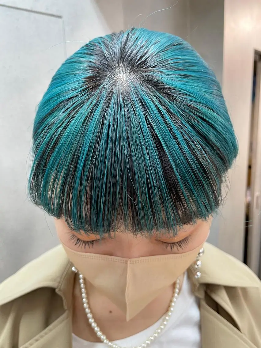 ミディアム カラー ブリーチ パーマウルフショート 濱田匠のヘアスタイル