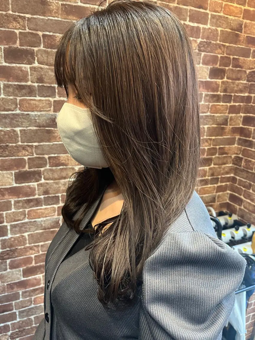 ロング カラー パーマ ヘアアレンジ メンズ キッズ ネイル マツエク・マツパ アイブロウ メンズパーマ ブラウンカラー ケアカラー 透明感カラー ピンクカラー 久木原 ゆりのヘアスタイル