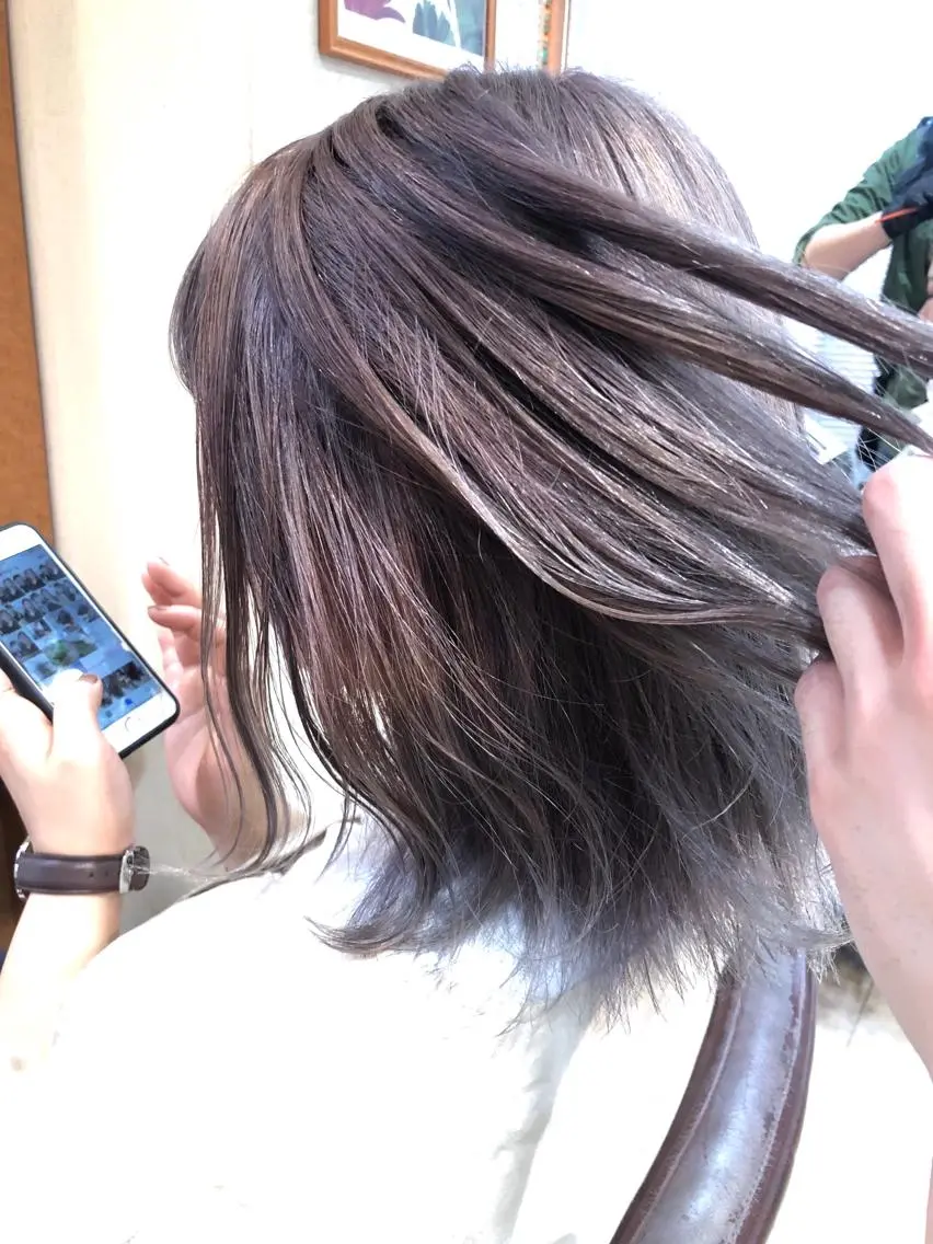 セミロング カラー ブリーチ ケアブリーチ ハイトーンカラー 100%髪質改善特化 TRUNSのヘアスタイル