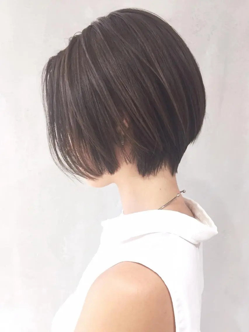 ショート カラー パーマ ヘアアレンジ アッシュ オリーブアッシュ ショートヘア ITbyALBUM 中野店のヘアスタイル