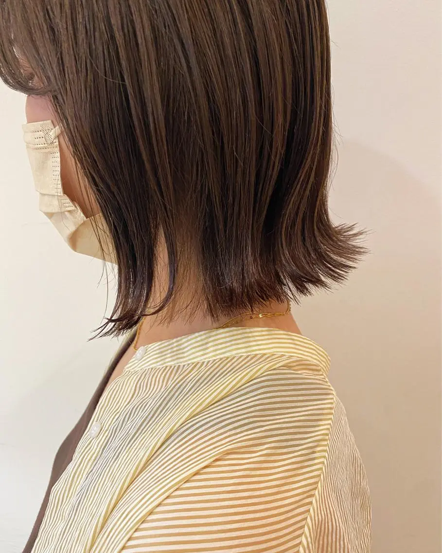 ミディアム ボブ 外ハネヘア カット トリートメント 🫧顔周りカット 🫧樫村優香のヘアスタイル