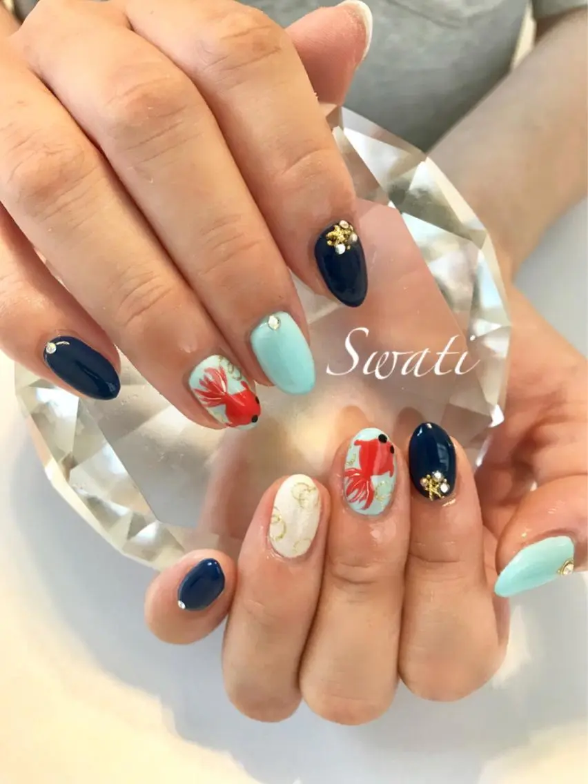 ネイル アートネイル オフィスネイル シンプルネイル 夏ネイル yuko （ネイリスト）のネイルデザイン