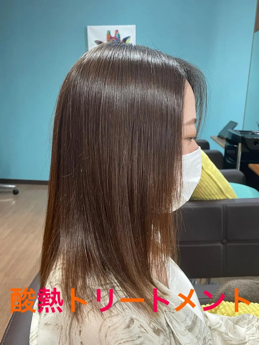ミディアム カラー トリートメント 酸熱トリートメント トリートメント 髪質改善×潤艶カラー ⭐️岡田崇彰のヘアスタイル
