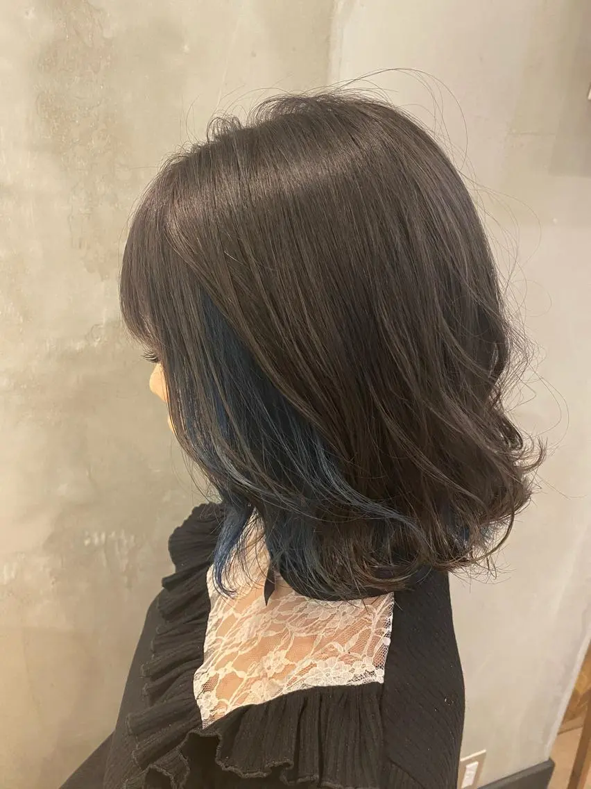 ショート カラー パーマ ヘアアレンジ ブルーカラー カット ヘアカラー トリートメント 新宿/顔周りカット +レイヤー=しずく♩のヘアスタイル