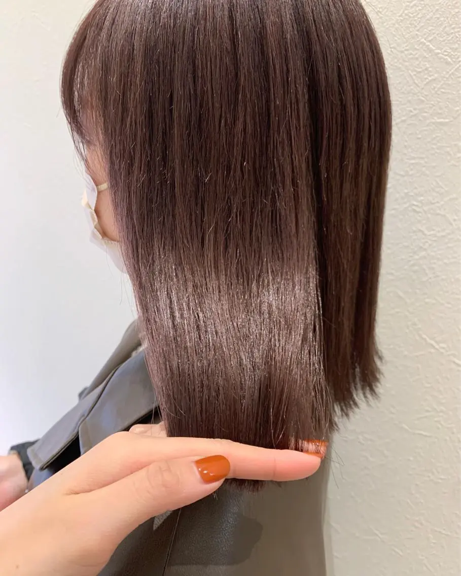 ミディアム カラー ブリーチ ブラウンカラー ピンクカラー ピンクブラウン hubhair レイヤー/透明感のヘアスタイル