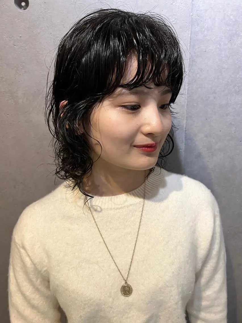 ミディアム パーマ しみず さくら🌸のヘアスタイル