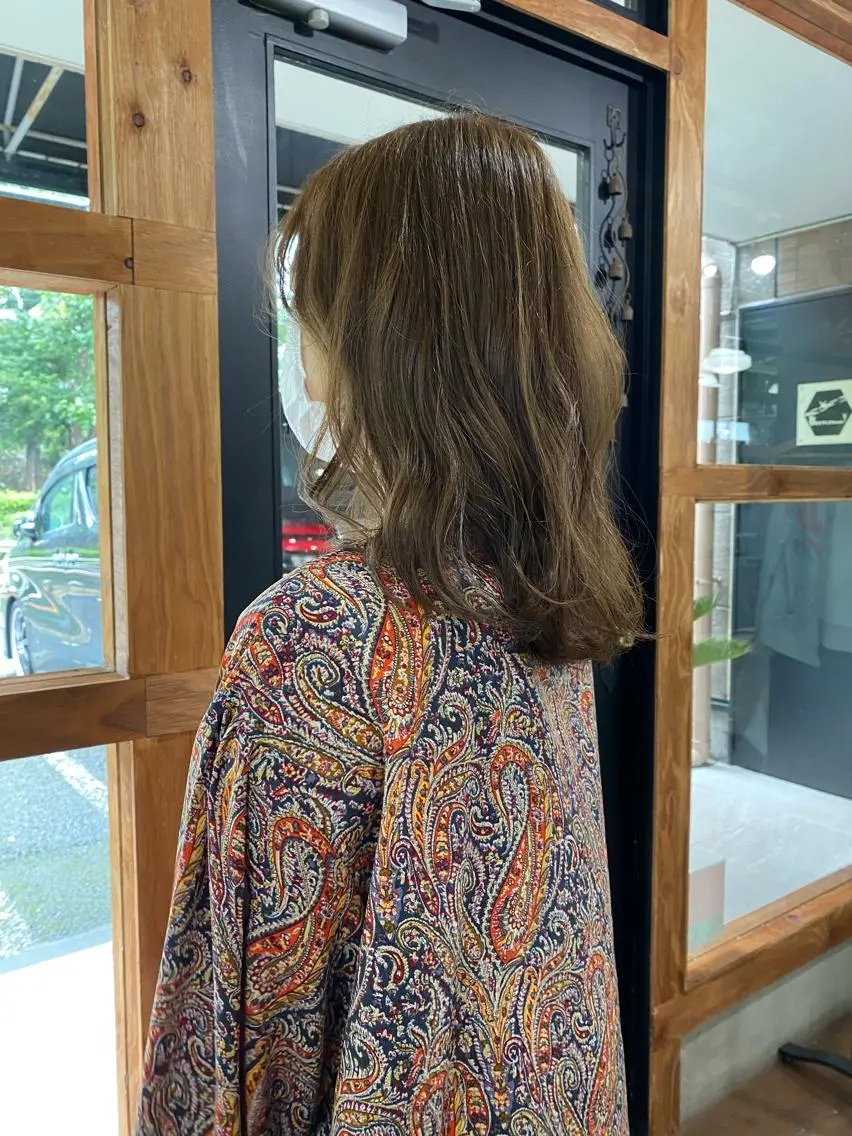 セミロング カラー 透明感カラー オレンジ なぎ🌿.∘[ボブ, ニュアンスカラー]のヘアスタイル