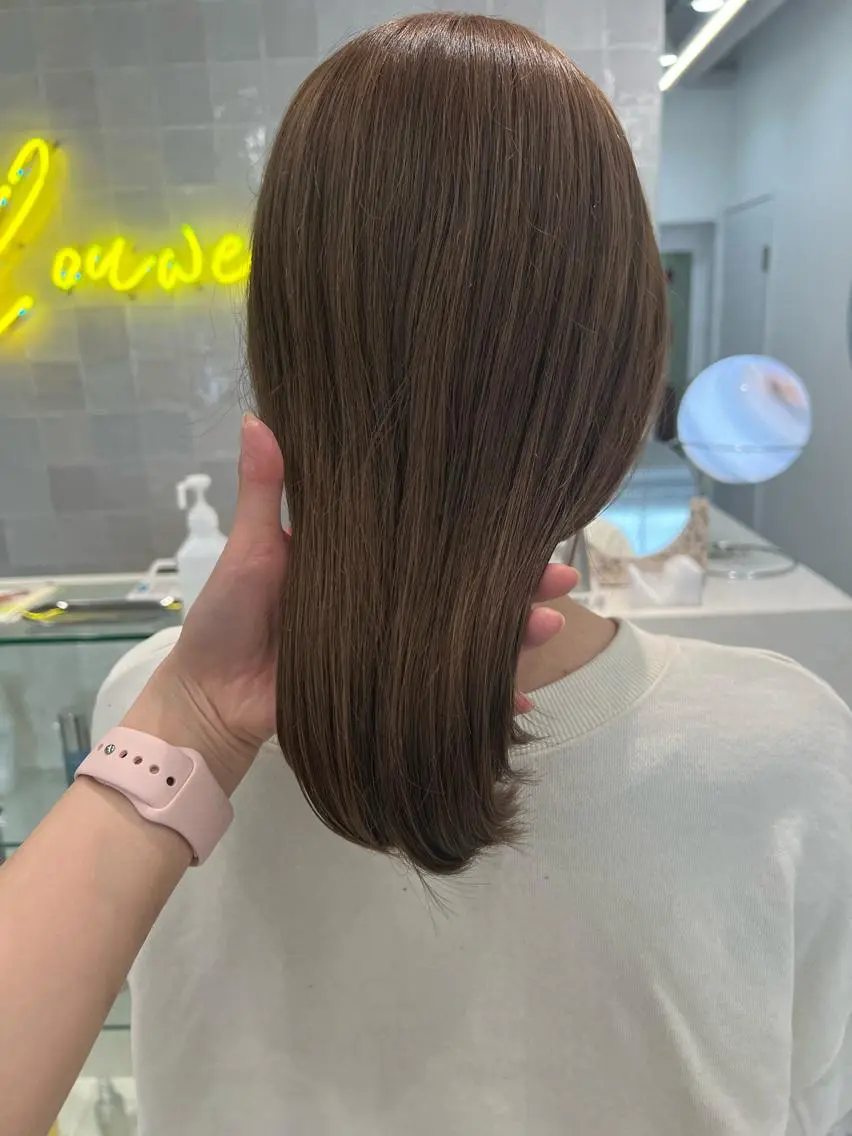 ロング カラー ベージュカラー ブリーチ 透明感カラー ミルクティーベージュ ブリーチなしカラー ヘアカラー 韓国ヘア☁️ mitsukiのヘアスタイル