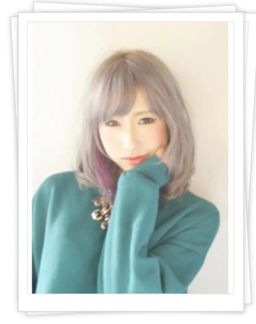 ミディアム セミロング ロング カラー グレージュ インナーカラー パープルカラー トリートメント 原宿サロン代表 デザインカラー伊藤卓のヘアスタイル