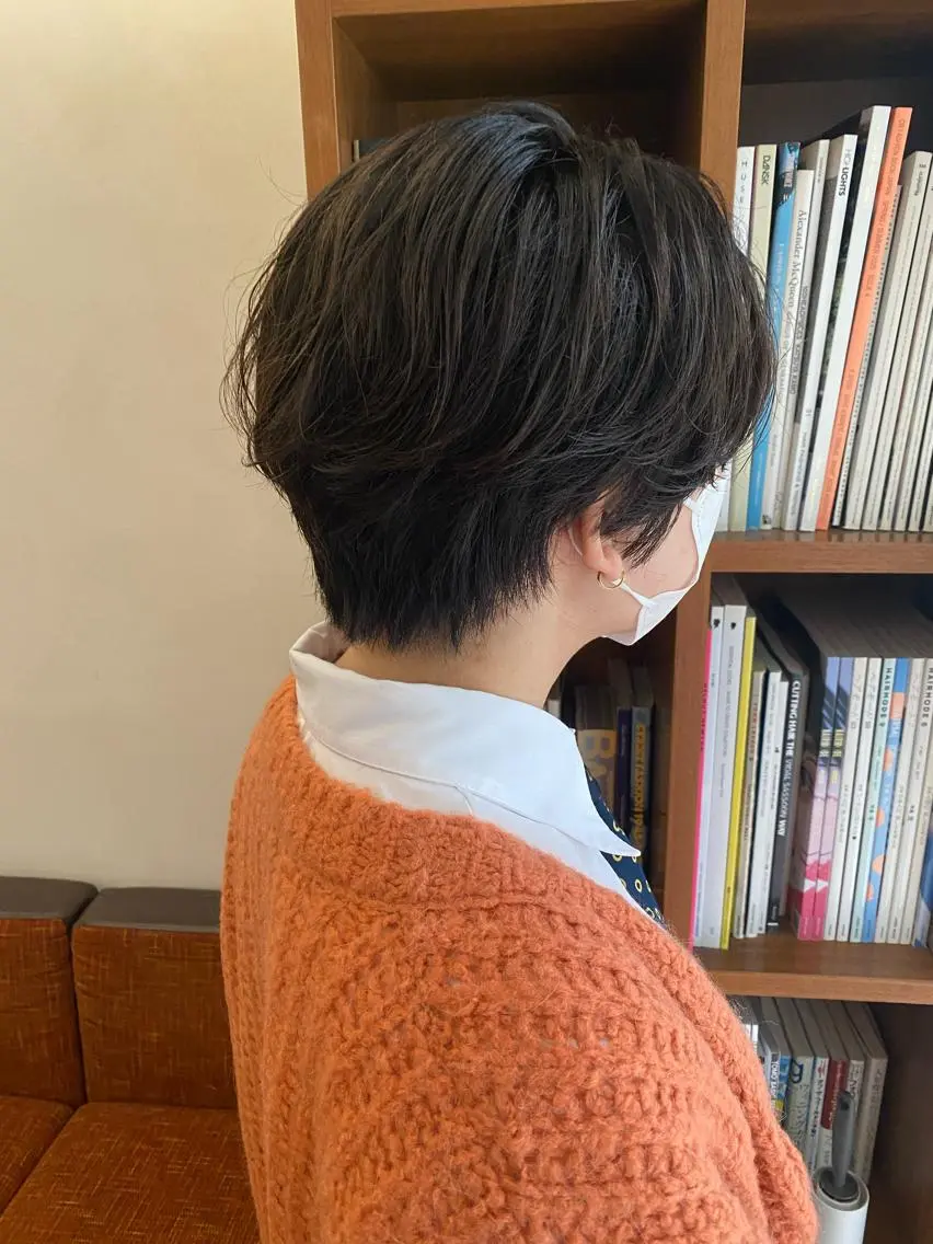 ショート カラー パーマ 似合わせレイヤー/ ケアパーマ/高倉のヘアスタイル