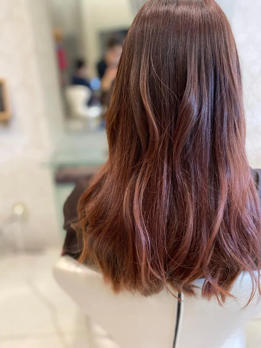 ロング カラー ブラウンカラー ピンクカラー ピンクブラウン 田浦 大樹のヘアスタイル