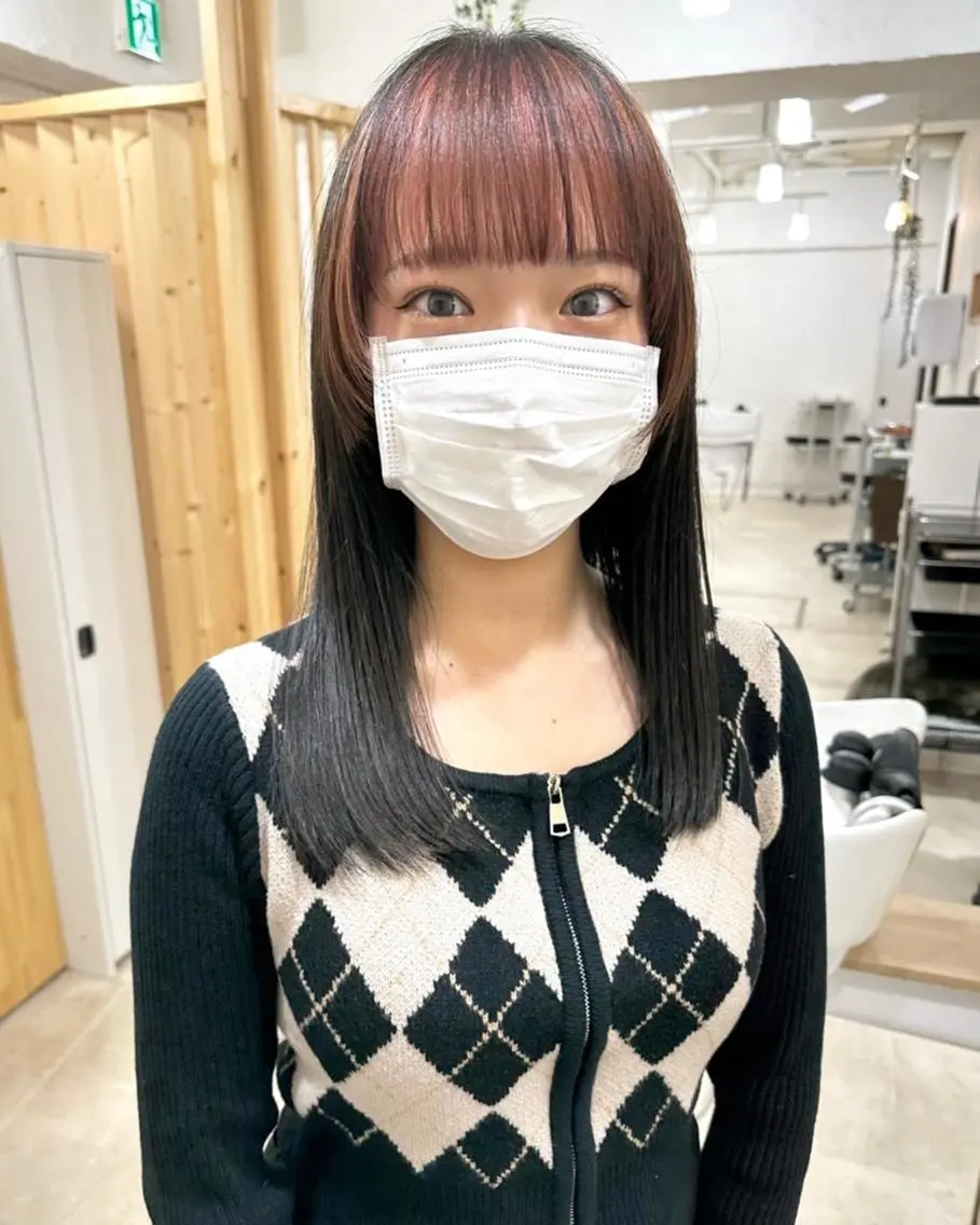 ショート カラー パーマ 切りっぱなしボブ 前下がりボブ ショートボブ 黒髪 デザインカラー 髪質改善 縮毛矯正/ レイヤー/銀座/本木のヘアスタイル