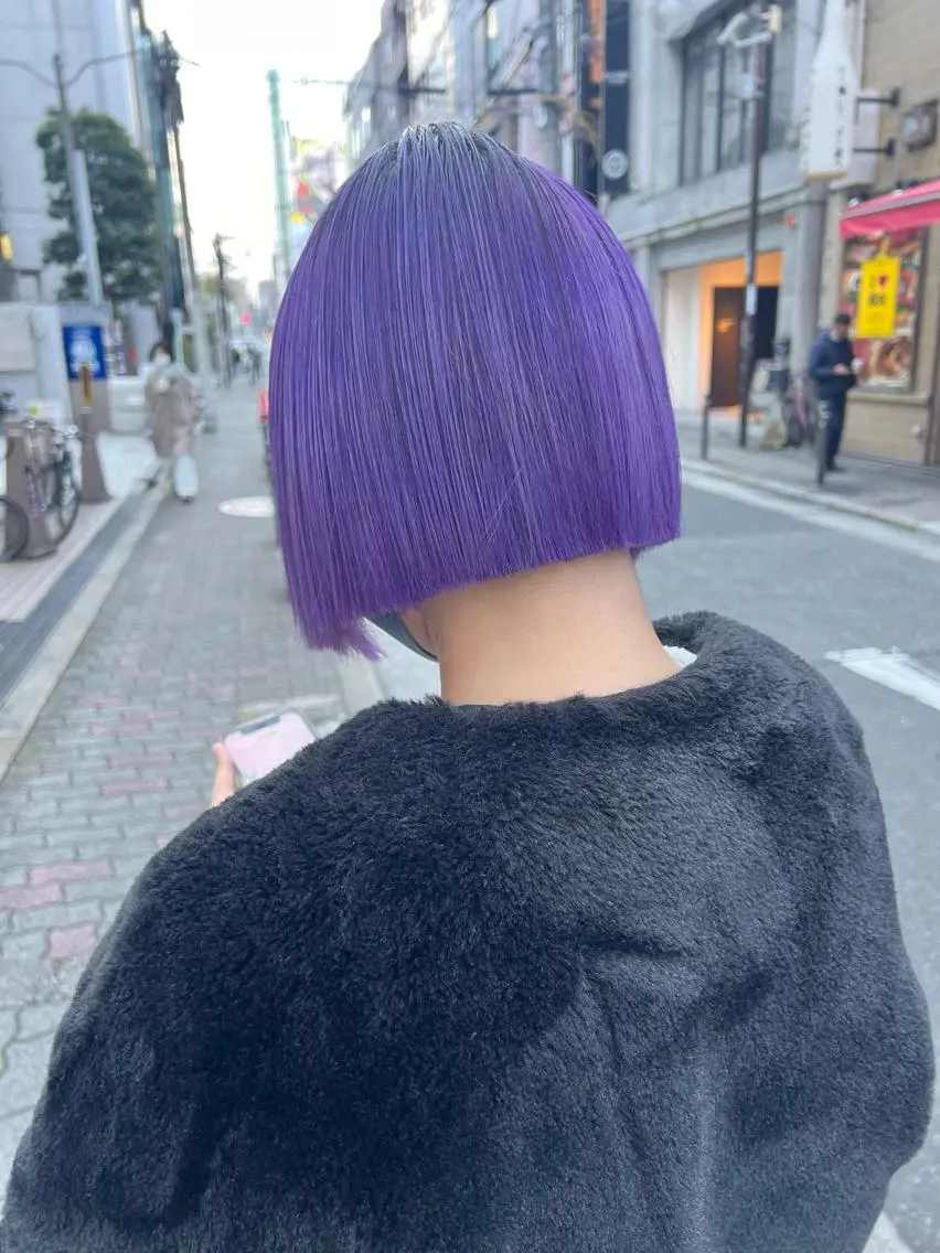 ショート パープルカラー カット ヘアカラー ブリーチ/ハイトーン レイヤー/Maanaのヘアスタイル